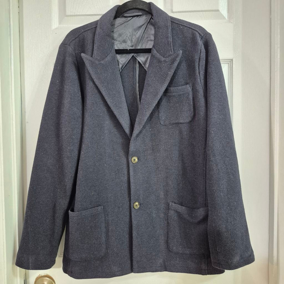 Men's John Henric Dark Blue Cotton Sport Coat Blazer Size lg - Picture 1 of 7